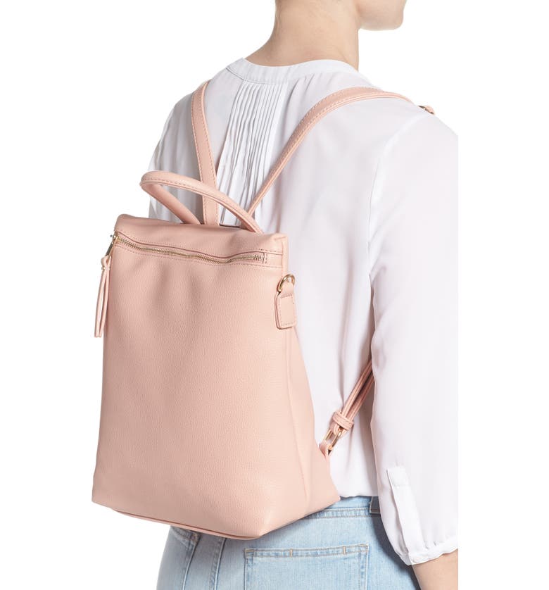 BP. Square Faux Leather Backpack, Alternate, color, PINK DAWN