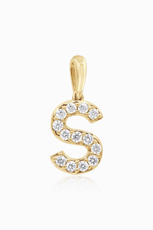 Oradina 14k Gold Luxe Letter Diamond Initial Pendant Charm In Yellow Gold - S