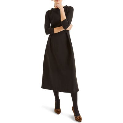 Boden Violet Ottoman Ribbed Midi Dress, Black