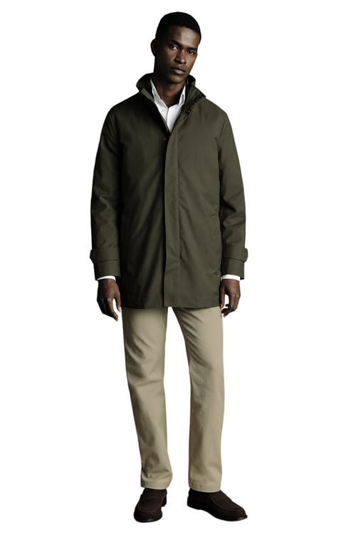 Shop Charles Tyrwhitt 3 In 1 Rain Jacket With Detachable Vest In Olive Green