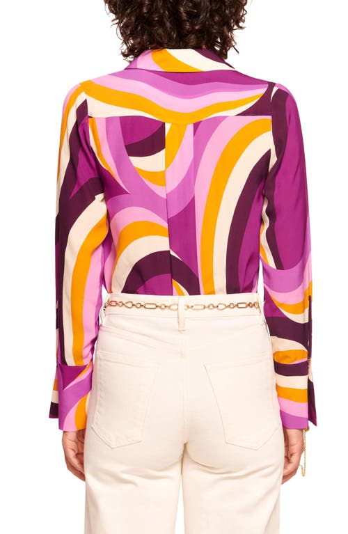 Shop Ramy Brook Louella Print Button-up Shirt In Deep Lilac Sirenuse