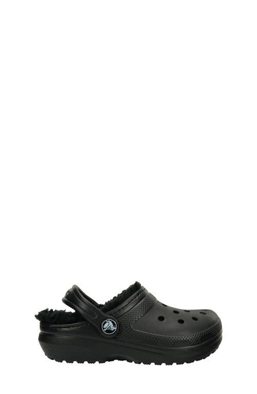 Crocs Kids' Classic Faux Fur Lined Clog In Black/black