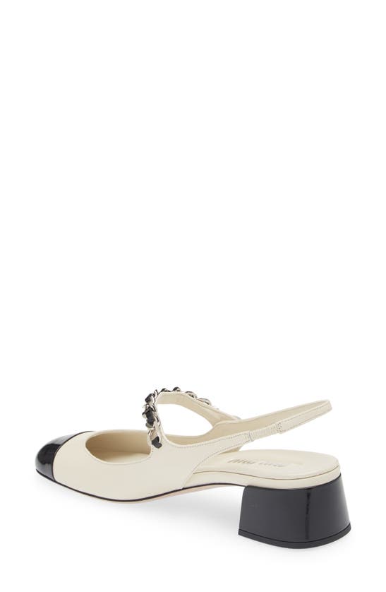 Miu Miu Embellished Leather Slingback Pumps In Avorio/ Nero