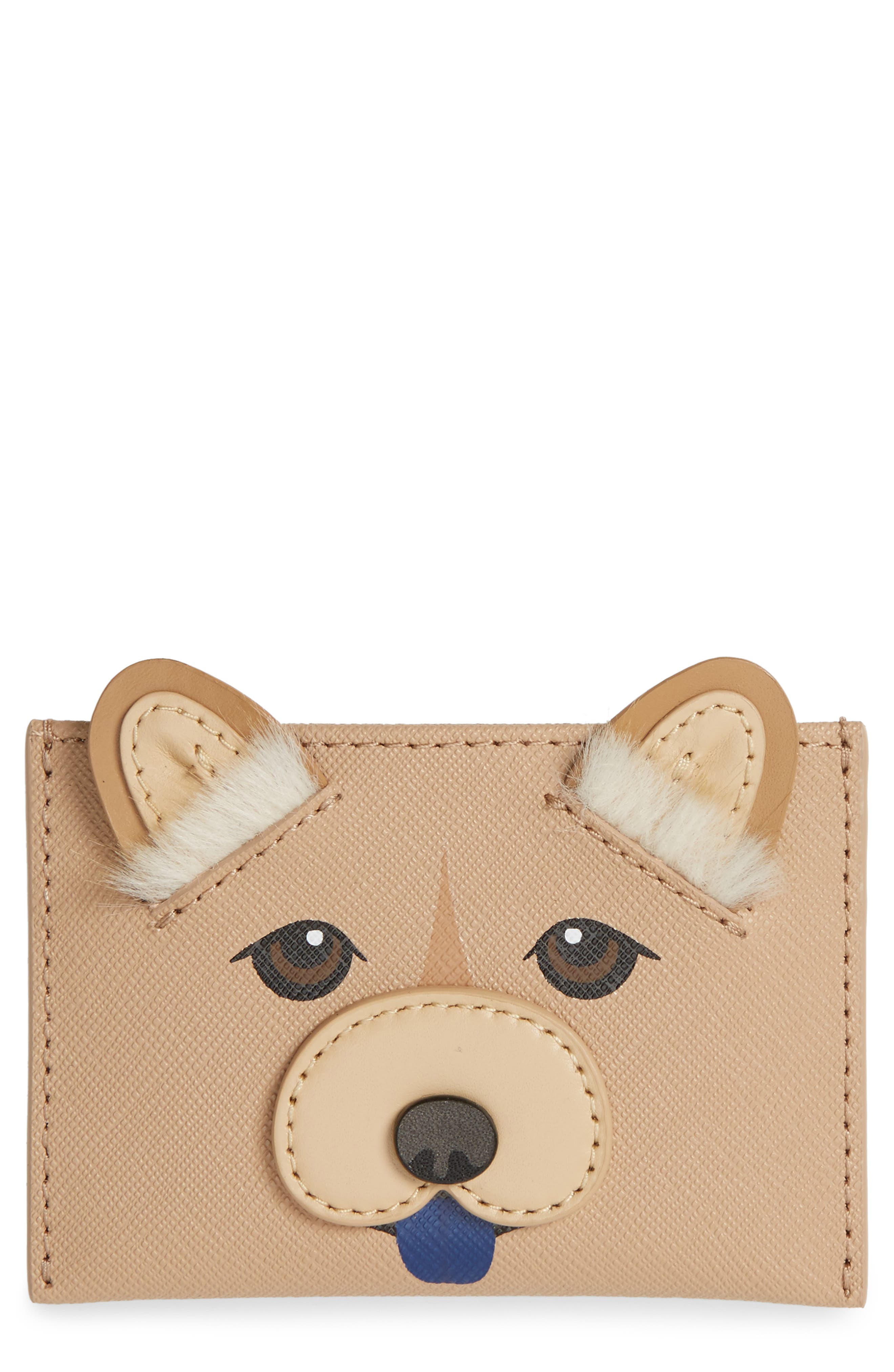kate spade new york year of the dog card case with faux fur Nordstrom