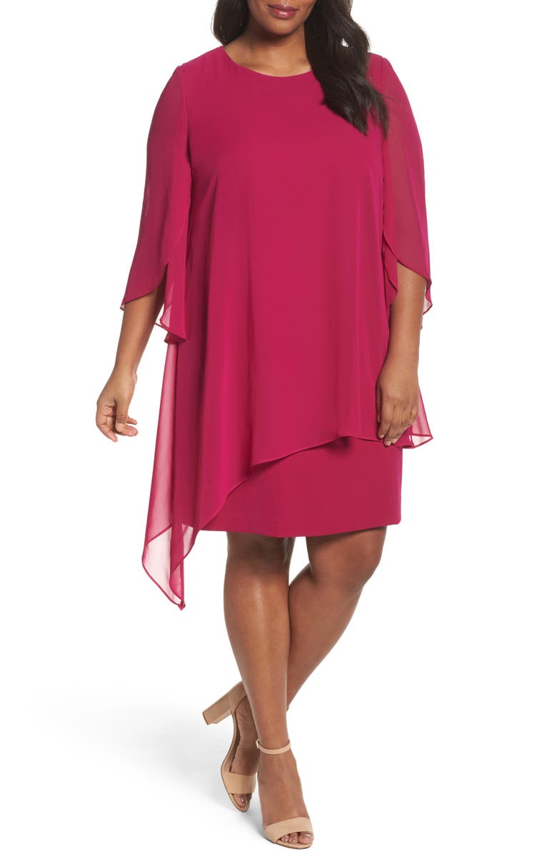 Tahari Chiffon Cape Sheath Dress (Plus Size) | Nordstrom