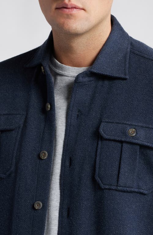 Shop Johnnie-o Briggs Knit Flannel Button-up Shirt In Navy