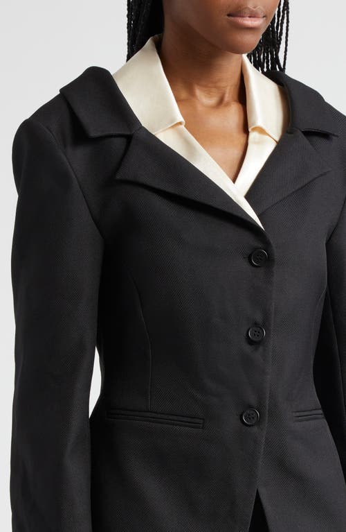 Shop Stine Goya Double Collar Jacket In Black/butter Milk