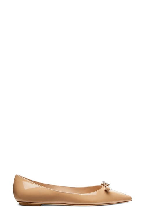 Shop Stuart Weitzman Diana Bow Pointed Toe Flat In Adobe