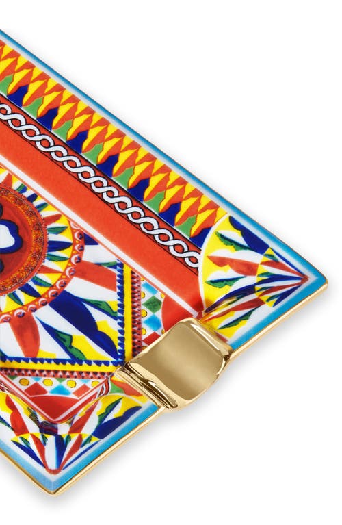 Shop Dolce & Gabbana Dolce&gabbana Carretto Porcelain Rectangular Ashtray In Red Multi