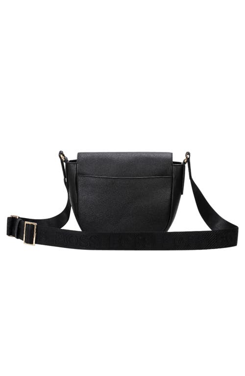 Shop Hugo Liriel Flap Faux Leather Crossbody Bag In Black