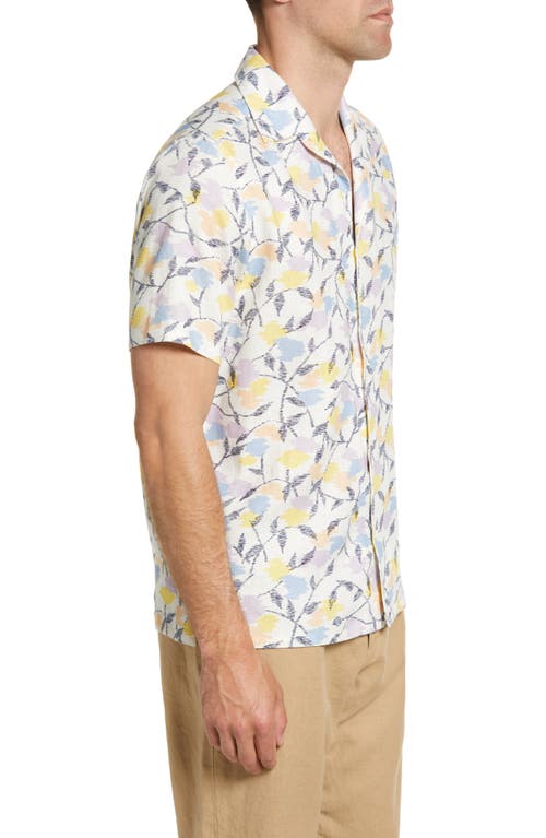 Shop Ted Baker London Hadrian Abstract Floral Short Sleeve Linen Button-up Shirt In White/multi