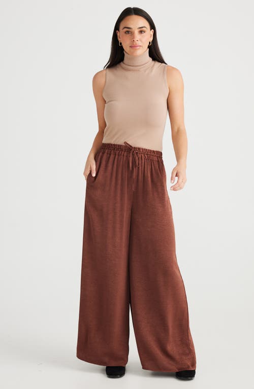 Shop Brave + True Brave+true Liza Wide Leg Damask Pants In Cocoa