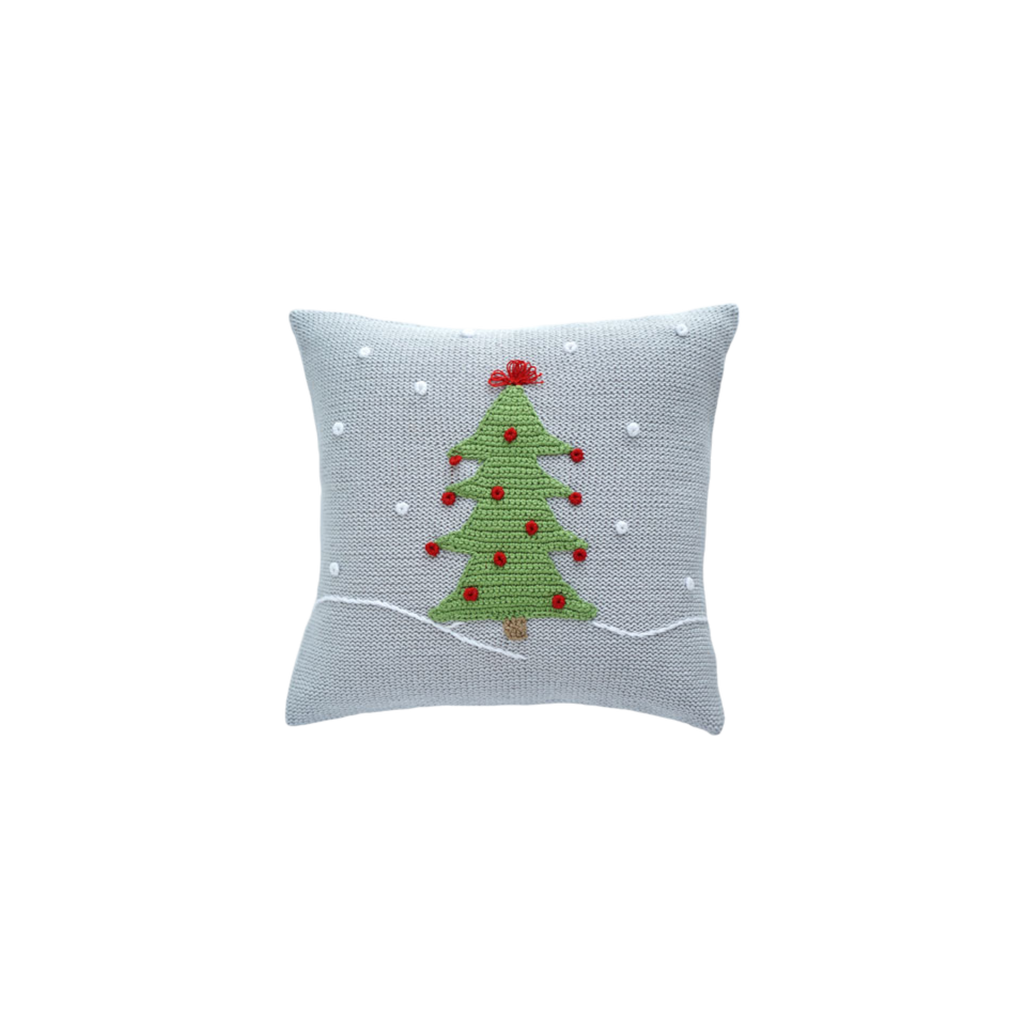 Melange Collection 10" Snowy Christmas Tree Pillow In Grey