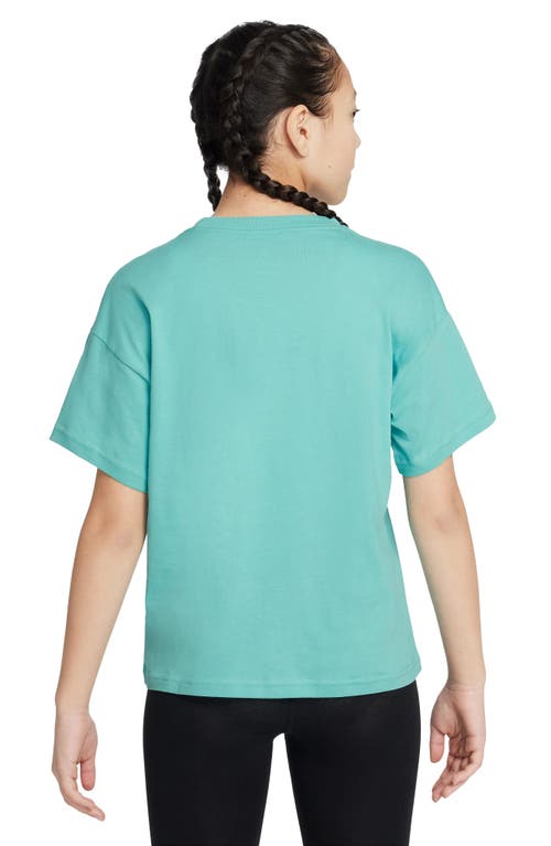 Shop Nike Kids' Sportswear Embroidered Cotton T-shirt In Green Frost