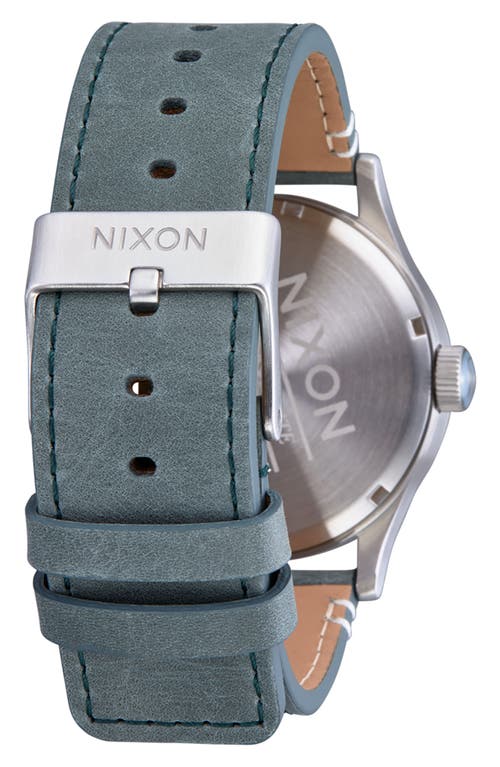 Shop Nixon The Sentry Leather Strap Watch, 42mm In Silver/blue/forest