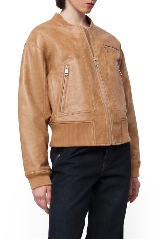 Shop Apparis Chaya Faux Leather Bomber Jacket In Dune