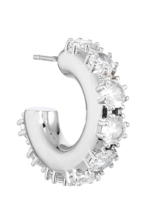 Shop Justine Clenquet Nina Crystal Hoop Earrings In Palladium