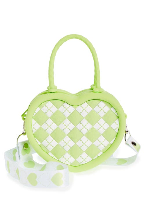 Ruby & Ry Kids' Plaid Rubber Heart Top Handle Bag in Green Multi at Nordstrom