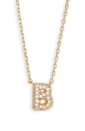 Leith Cubic Zirconia Initial Pendant Necklace In B- Clear- Gold