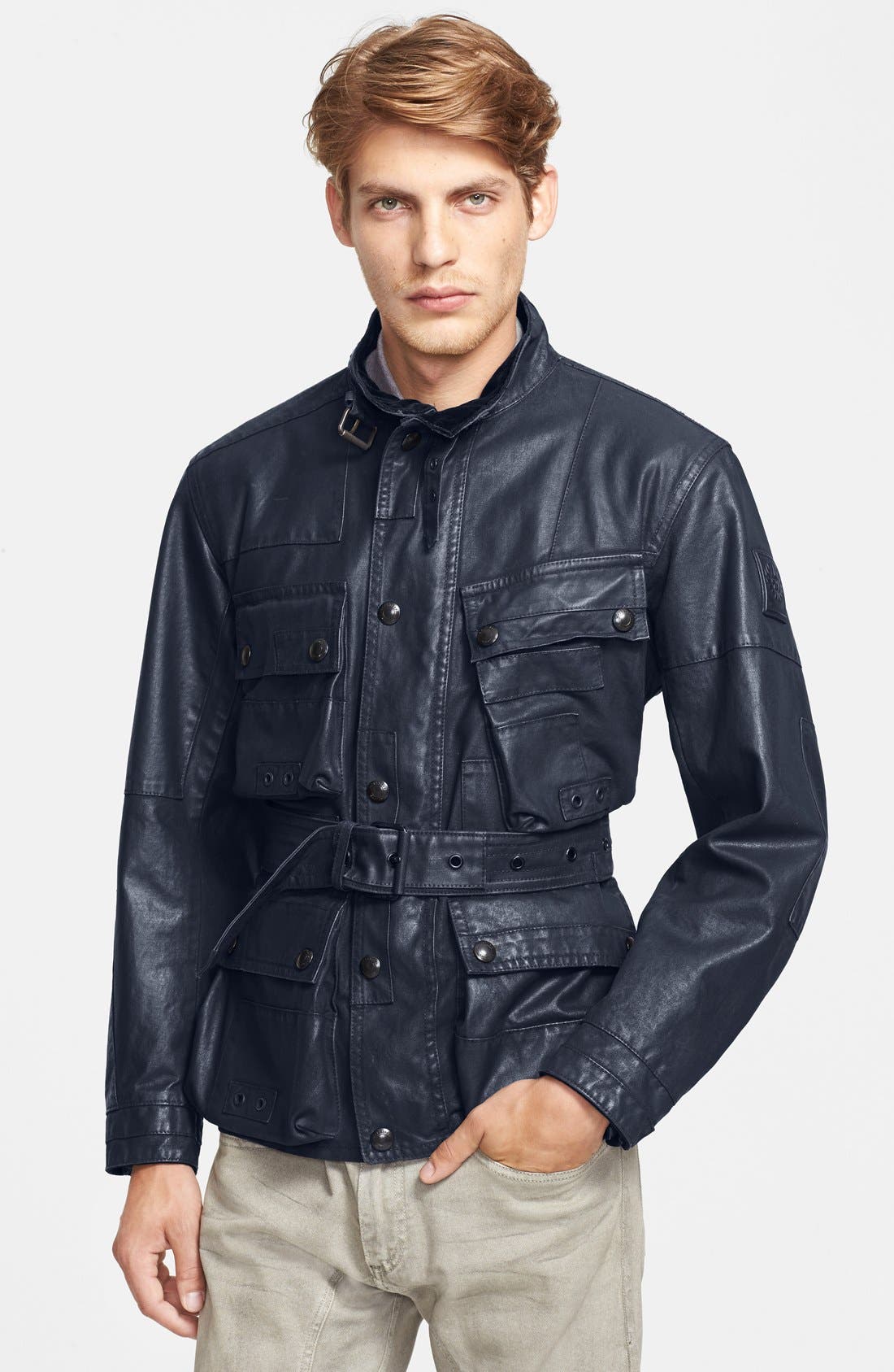 Belstaff 'Sportmaster' Trim Fit Patched Coated Cotton Moto Jacket