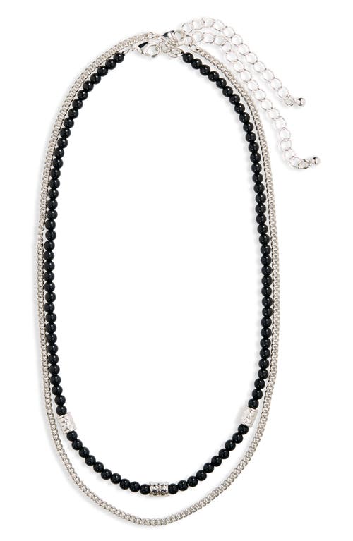 Shop Stephan & Co. 2-pack Chain & Bead Necklace Set In Silver