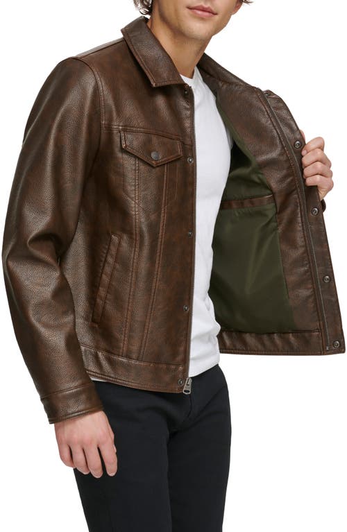 Levi's® Faux Leather Trucker Jacket In Brown