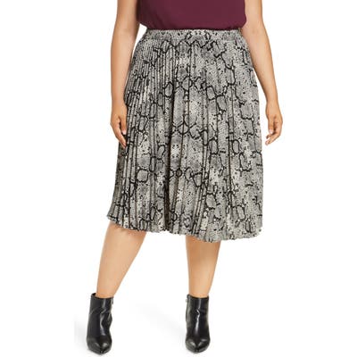 Plus Size Halogen Pleated Skirt, Grey