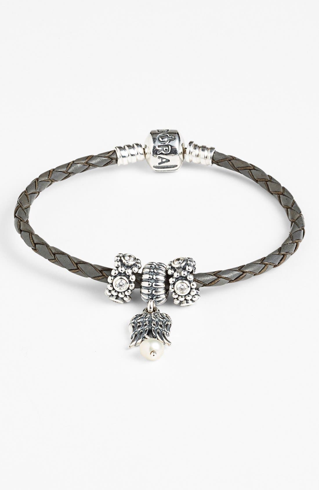 PANDORA Leather Bracelet & Charms | Nordstrom