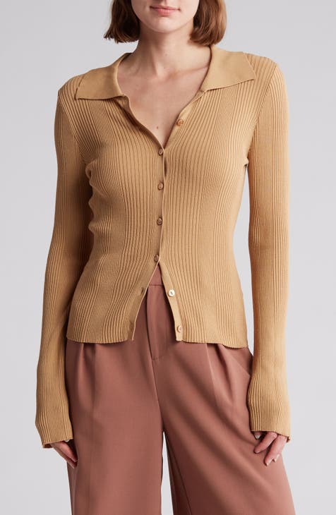 River Island ribbed maxi cardigan in brown