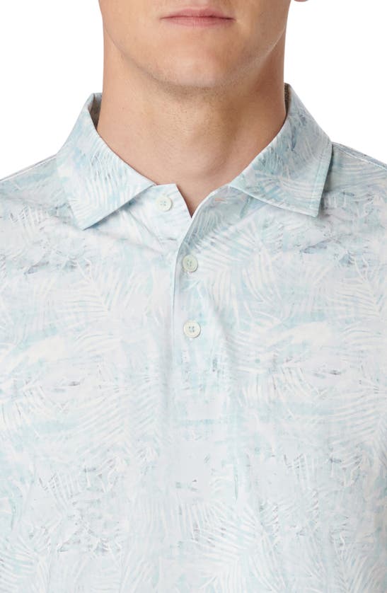 Shop Bugatchi Victor Ooohcotton® Leaf Print Polo In Turquoise