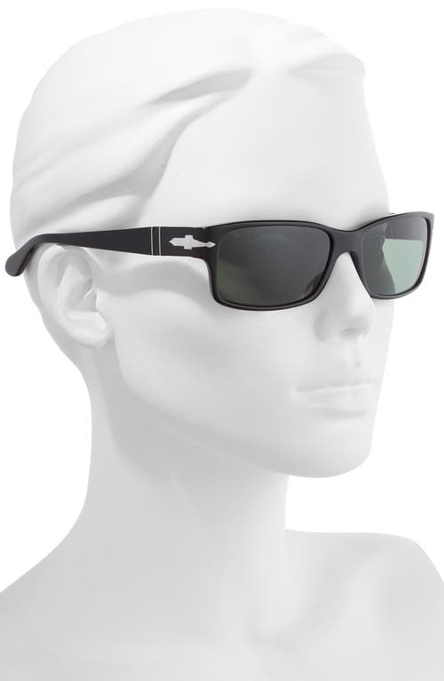 Persol Men's Temple Plaqué Rectangle Sunglasses In Black/black Solid