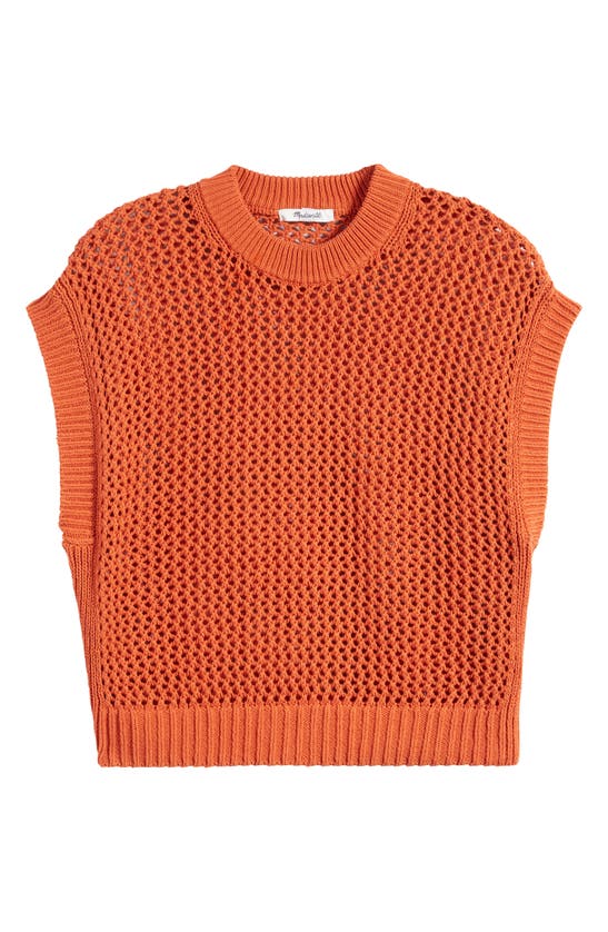 Shop Madewell Open Stitch Short Sleeve Sweater In Dark Copper