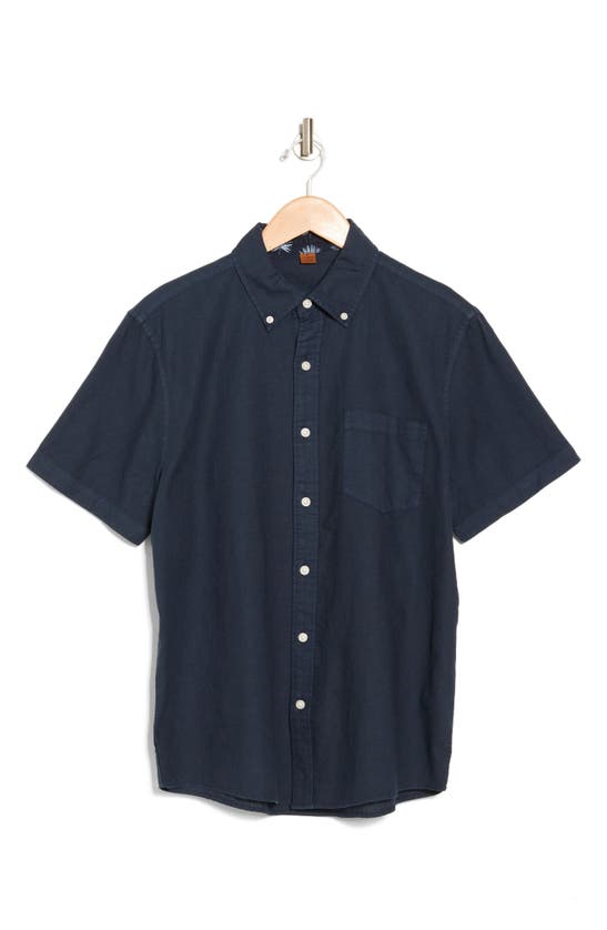 Shop Tailor Vintage Puretec Linen Cotton Button-up Shirt In Navy Blazer