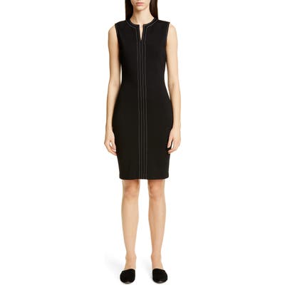 St. John Collection Defined Topstitching Milano Knit Dress, Black