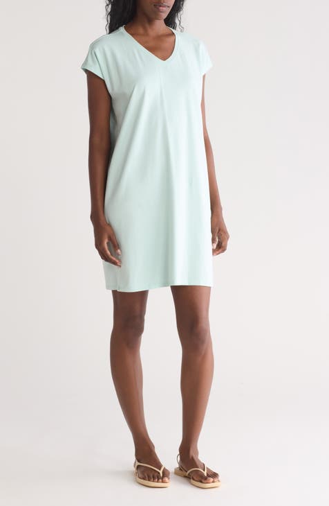 Boxy V-Neck Organic Pima Cotton Blend Dress