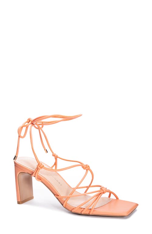 Chinese Laundry Yita Smooth Ankle Wrap Sandal in Orange