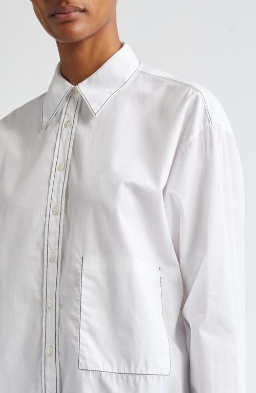 Shop Bite Studios Contrast Stitch Organic Cotton Button-up Shirt In White