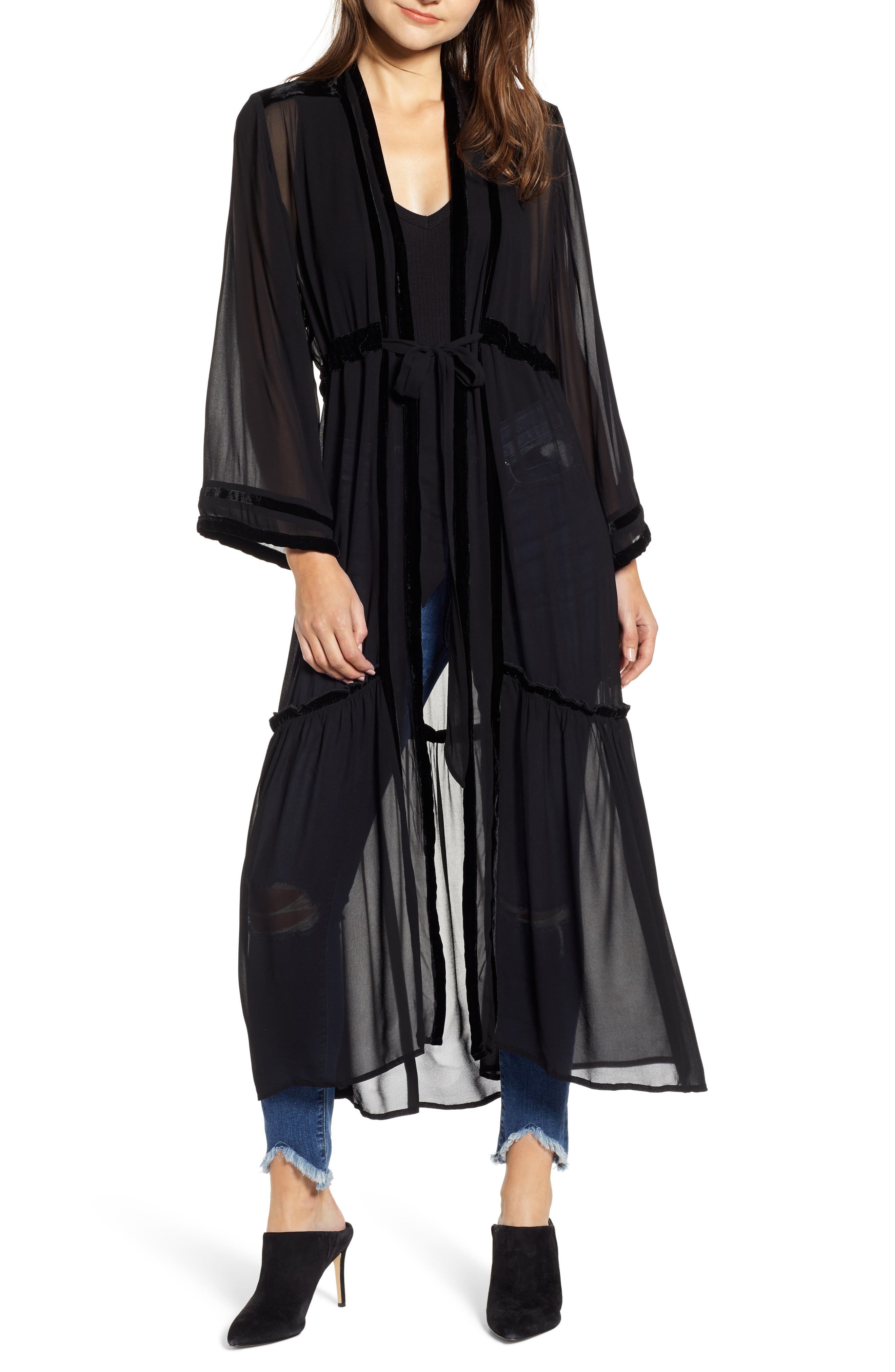 New Friends Colony Black Widow Sheer Duster Nordstrom