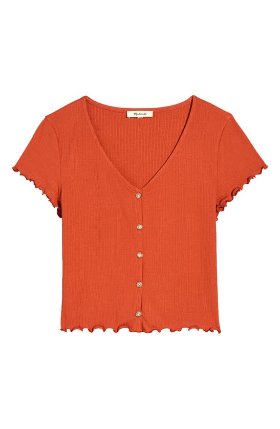 Shop Madewell Rib Button Front V-neck T-shirt In Salvaged Barn
