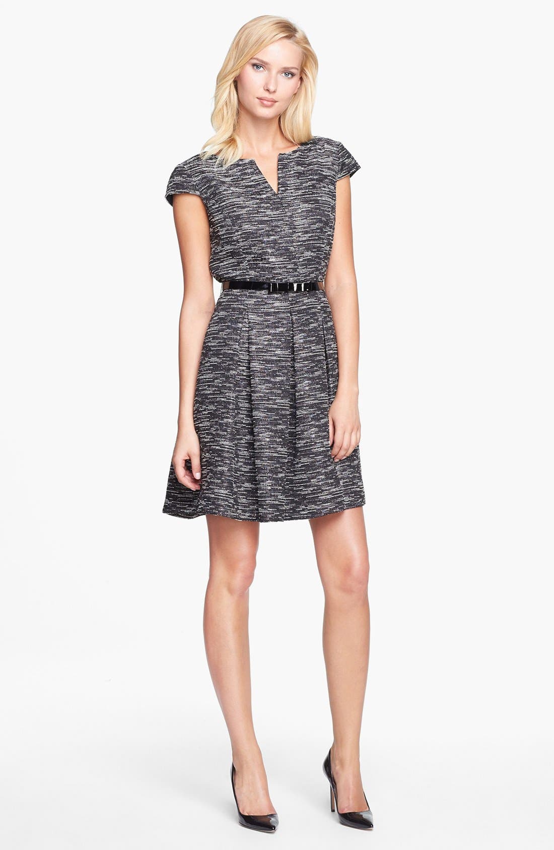 Tahari Metallic Bouclé Fit & Flare Dress | Nordstrom