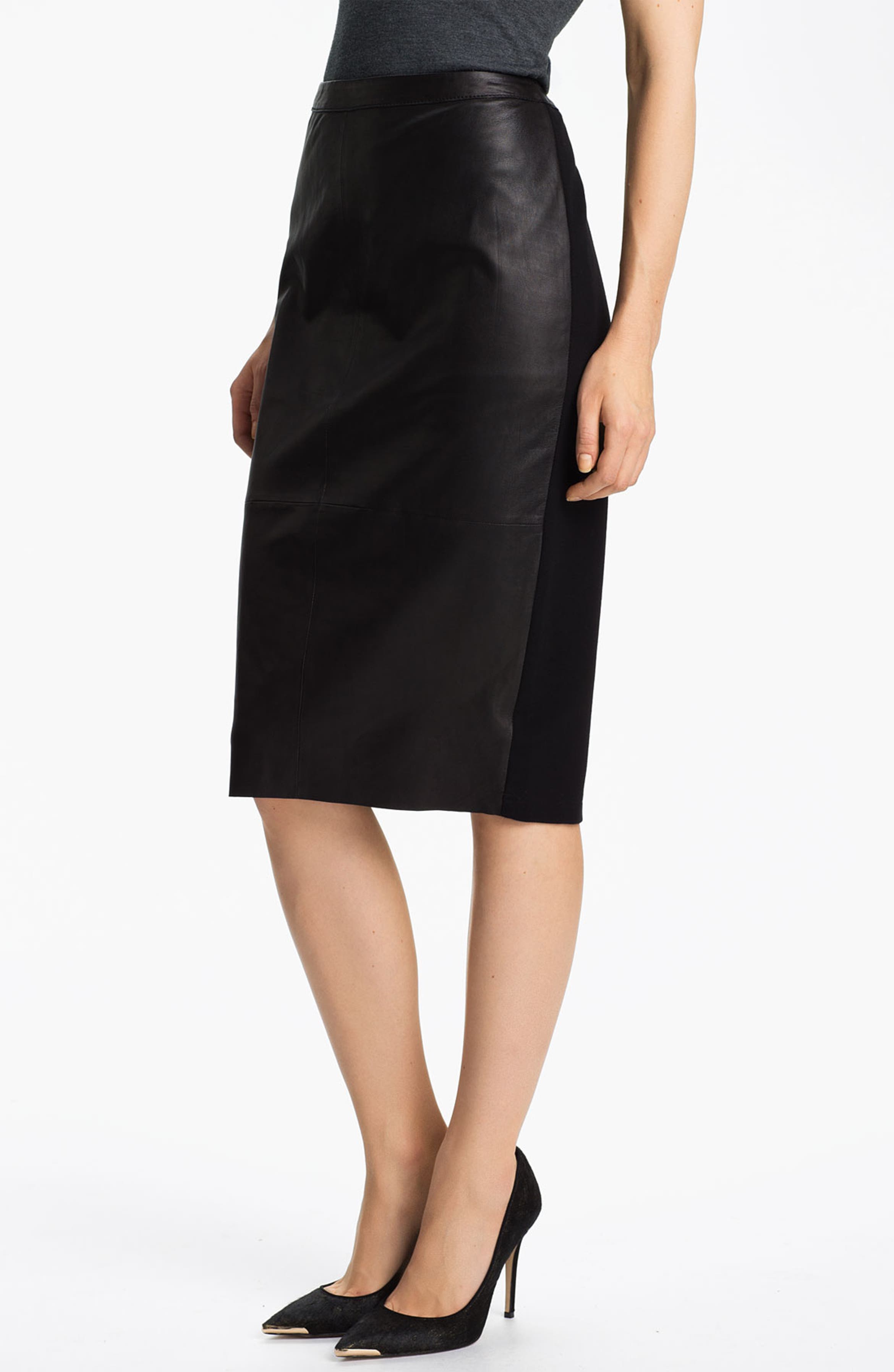 Trouvé Leather Panel Pencil Skirt | Nordstrom