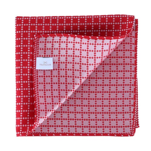 Trafalgar Rowan Geometric Pattern 12x12 Silk Pocket Square In Red