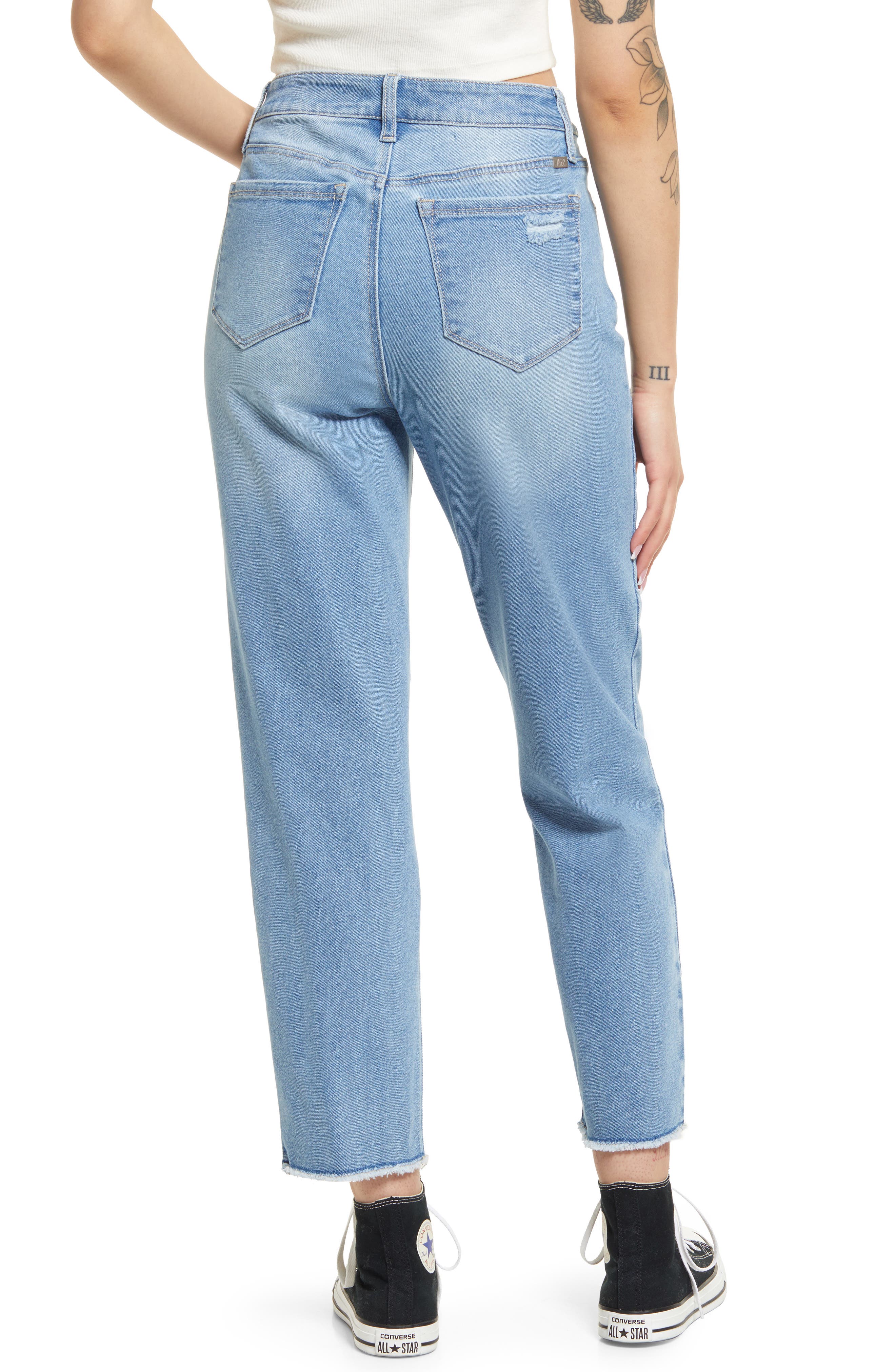 1822 Denim Frayed Straight Leg Jeans 