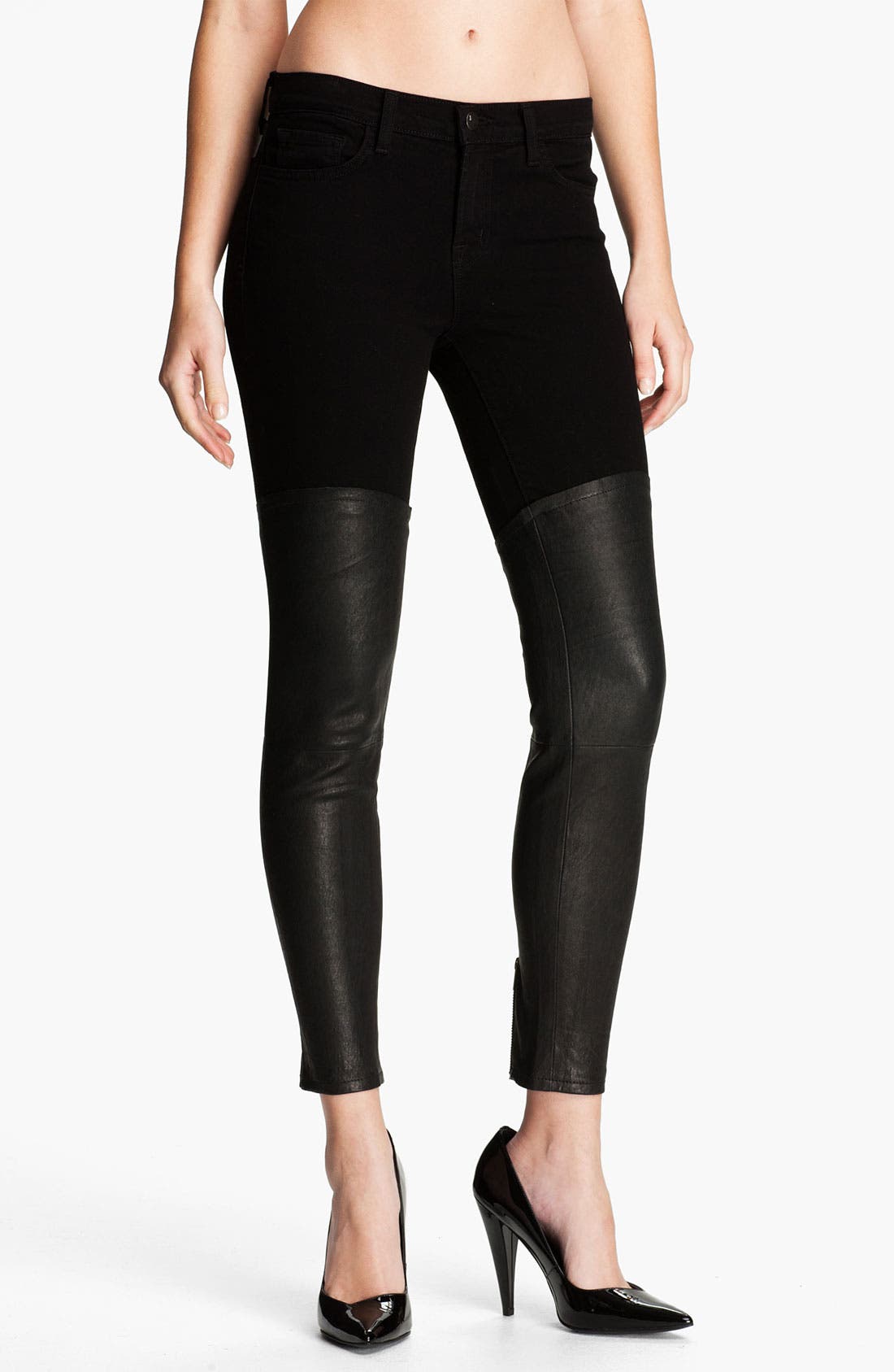 half leather jeans