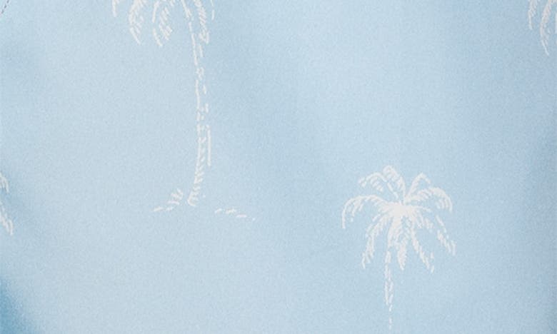 Shop Eton Palm Tree Print Swim Trunks In Blue