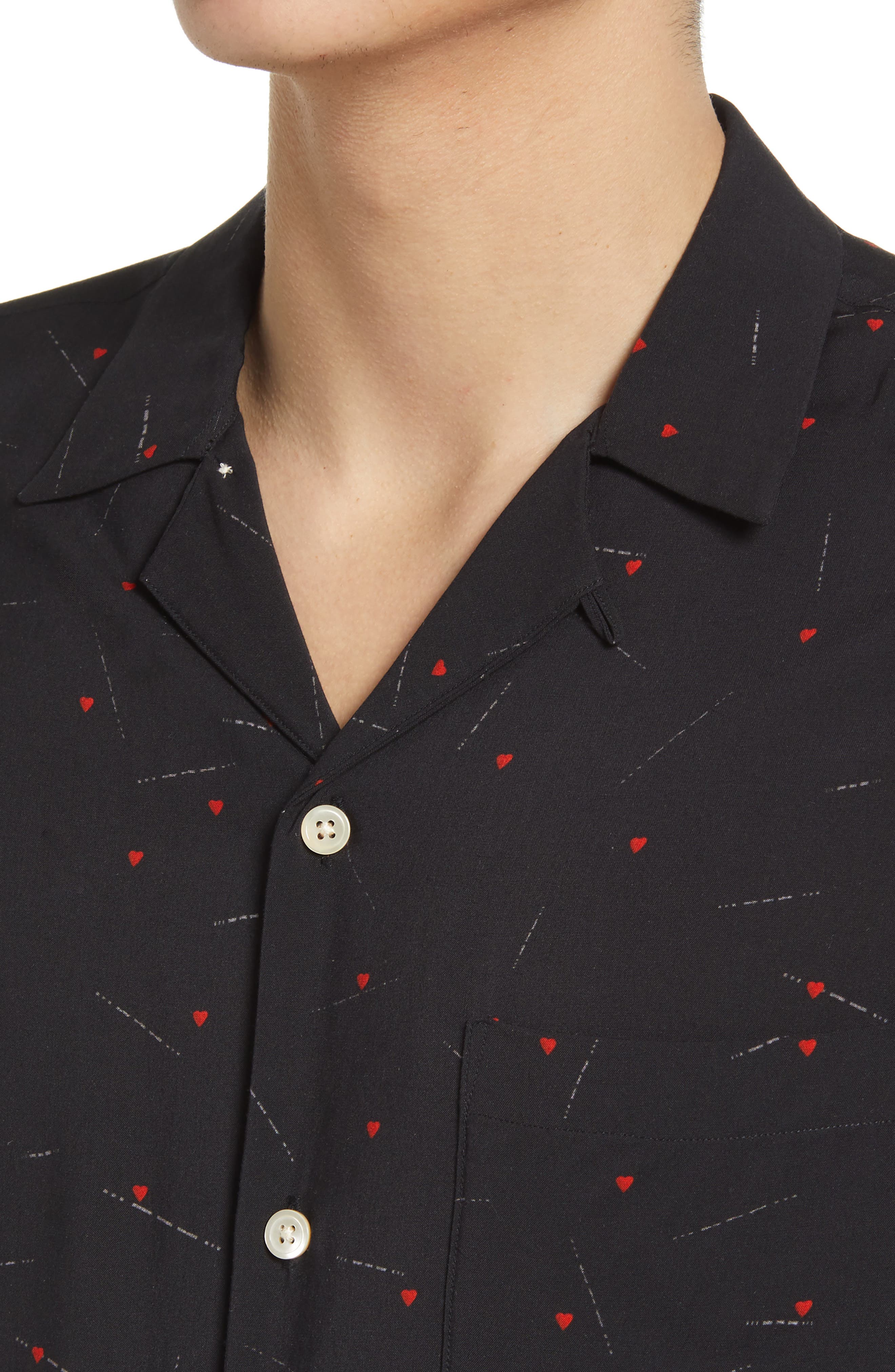 heart print button up shirt