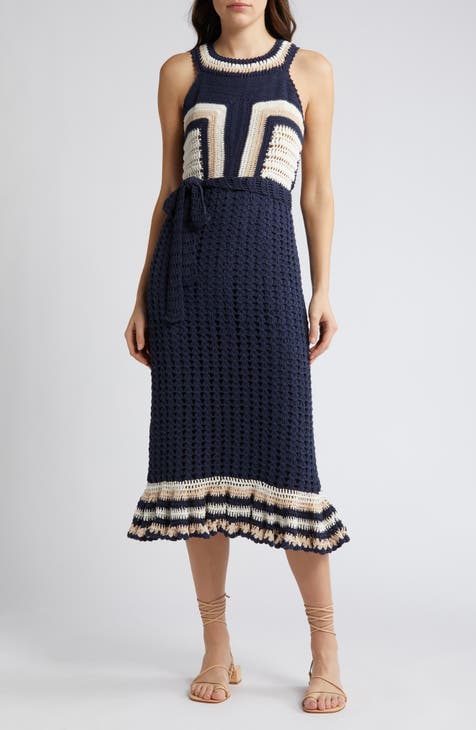 Drew Cotton Crochet Midi Dress