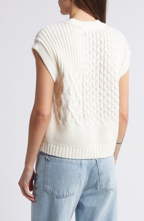 Shop Madewell Patchwork Sweater Vest In Antique Cream