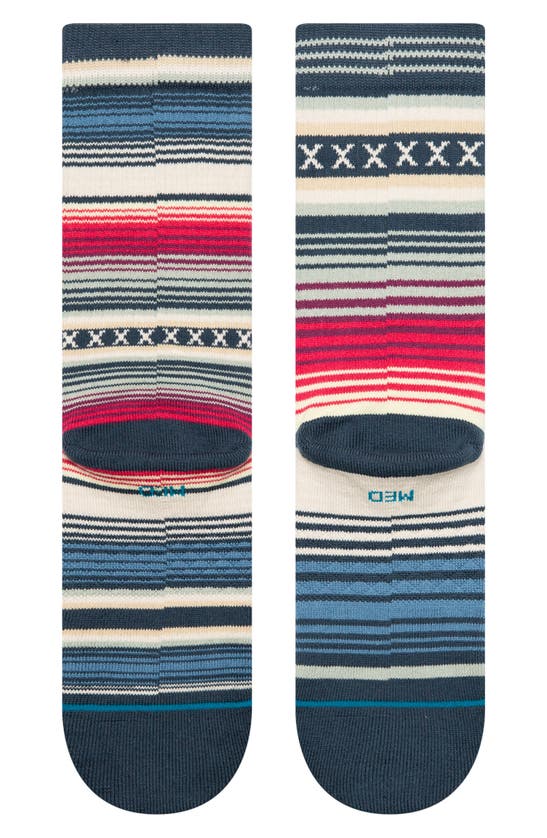 Shop Stance Current Stripe Cotton Blend Crew Socks In Navy