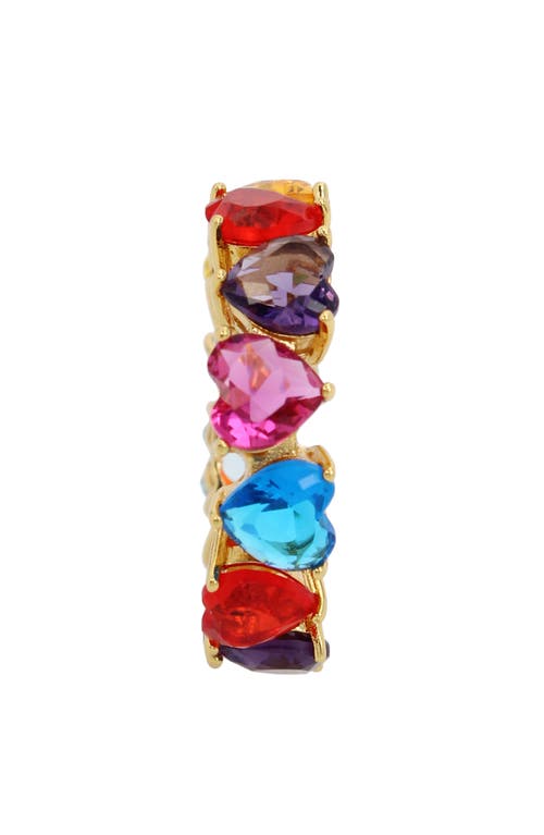 Shop Kurt Geiger London Heart Crystal Tennis Ring In Gold Multicolor